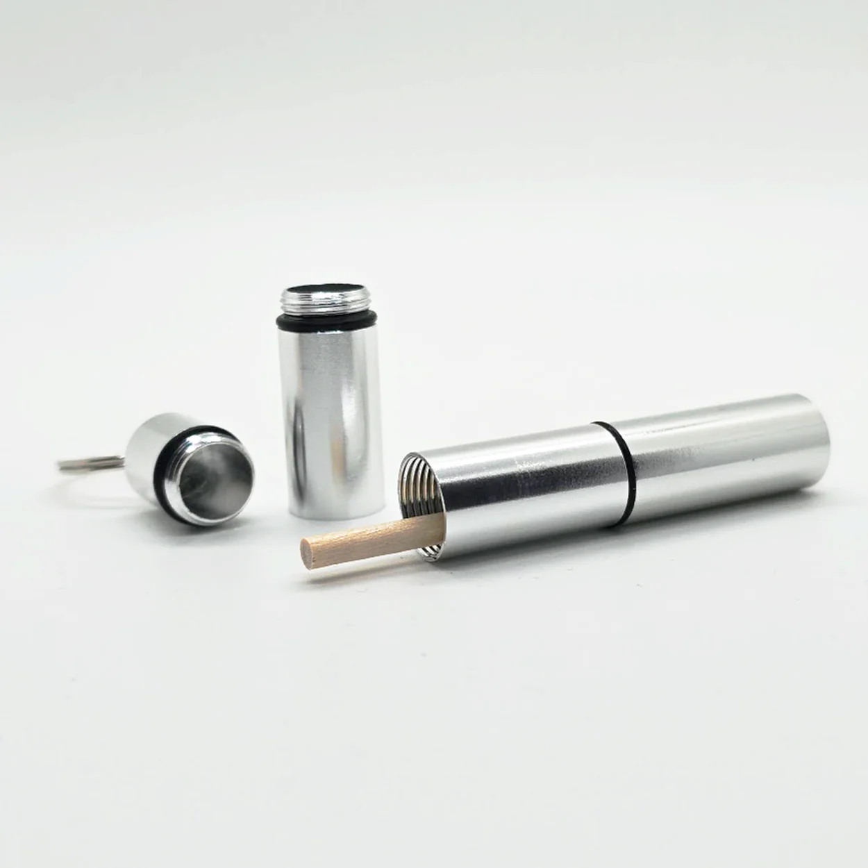 Portable Toothpick Holders – Keychain with Screw Cap in Aluminum & Wood Designs - Image 14