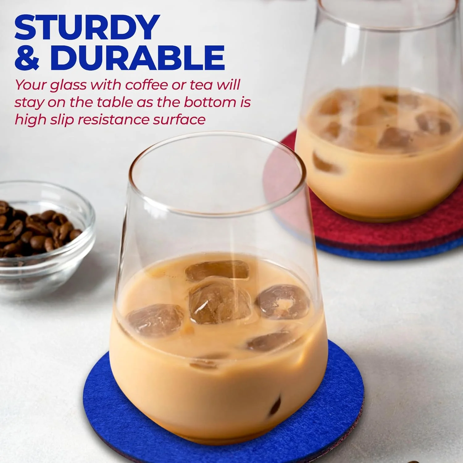 Premium Felt Coasters for Drink, by AA Wonders (Wine Red/Royal Blue) - Image 4