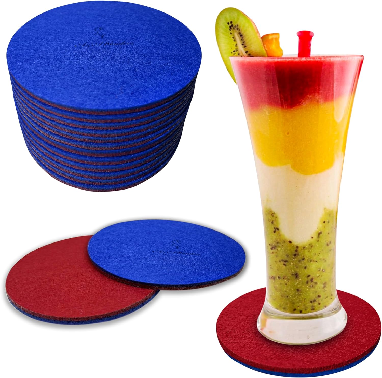 Premium Felt Coasters for Drink, by AA Wonders (Wine Red/Royal Blue) - Image 7