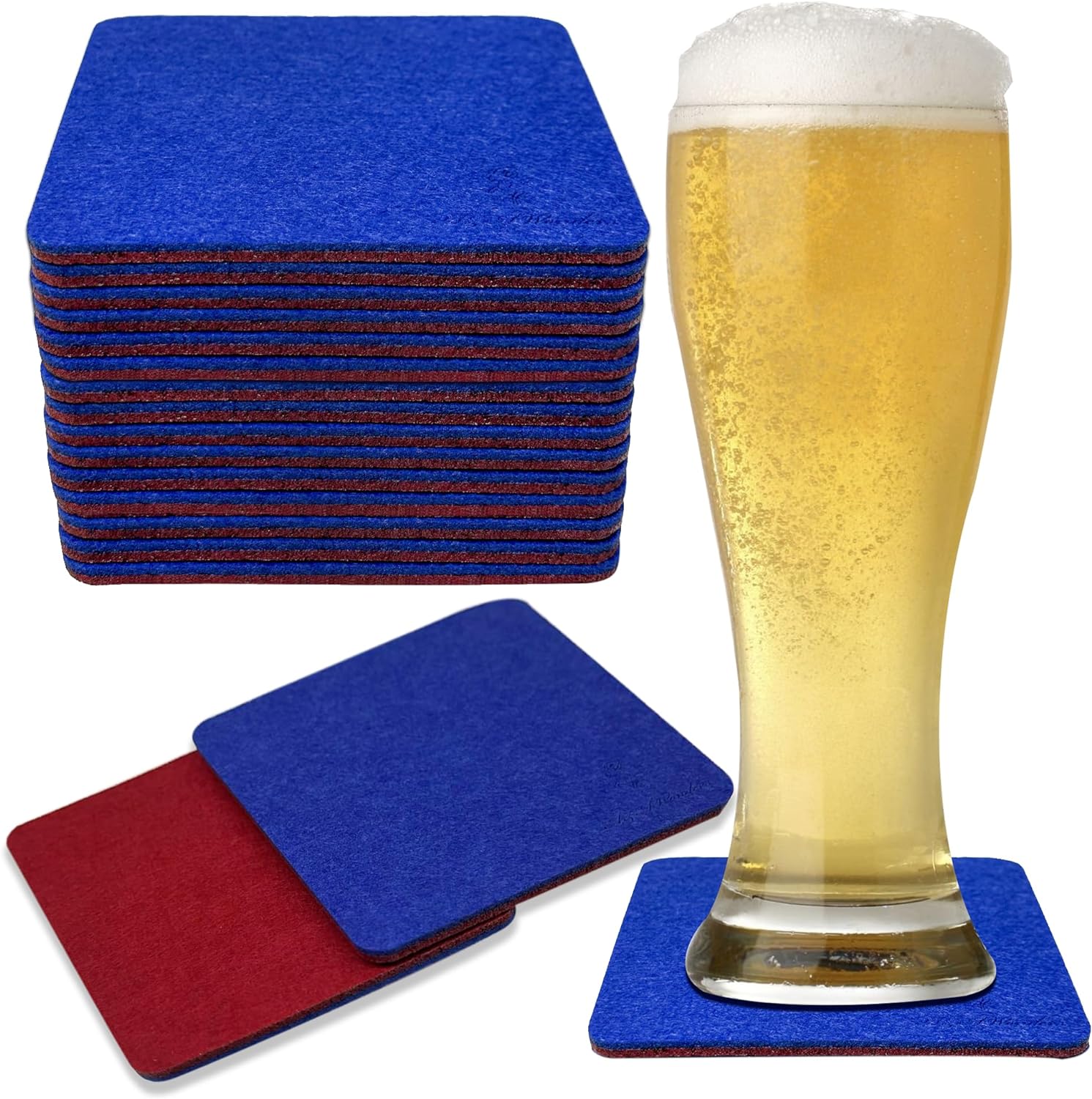 Premium Felt Coasters for Drink, by AA Wonders (Wine Red/Royal Blue) - Image 8