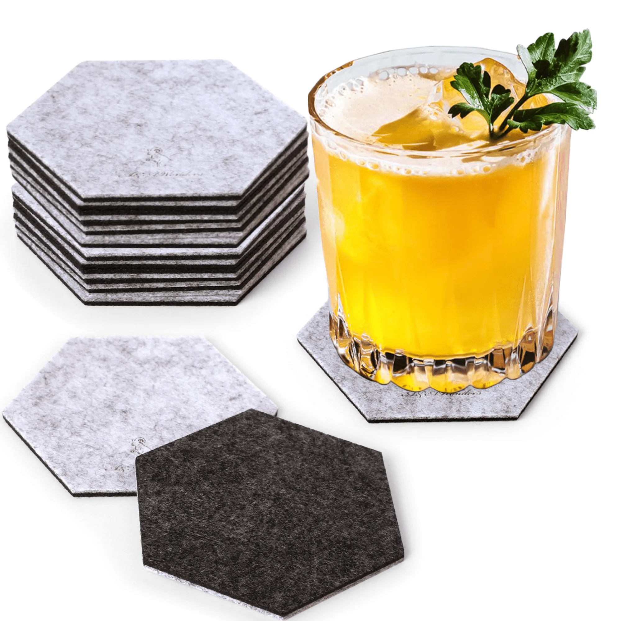 Premium Felt Coasters for Drink Set of 18 Pcs - (hexagon) - Image 7