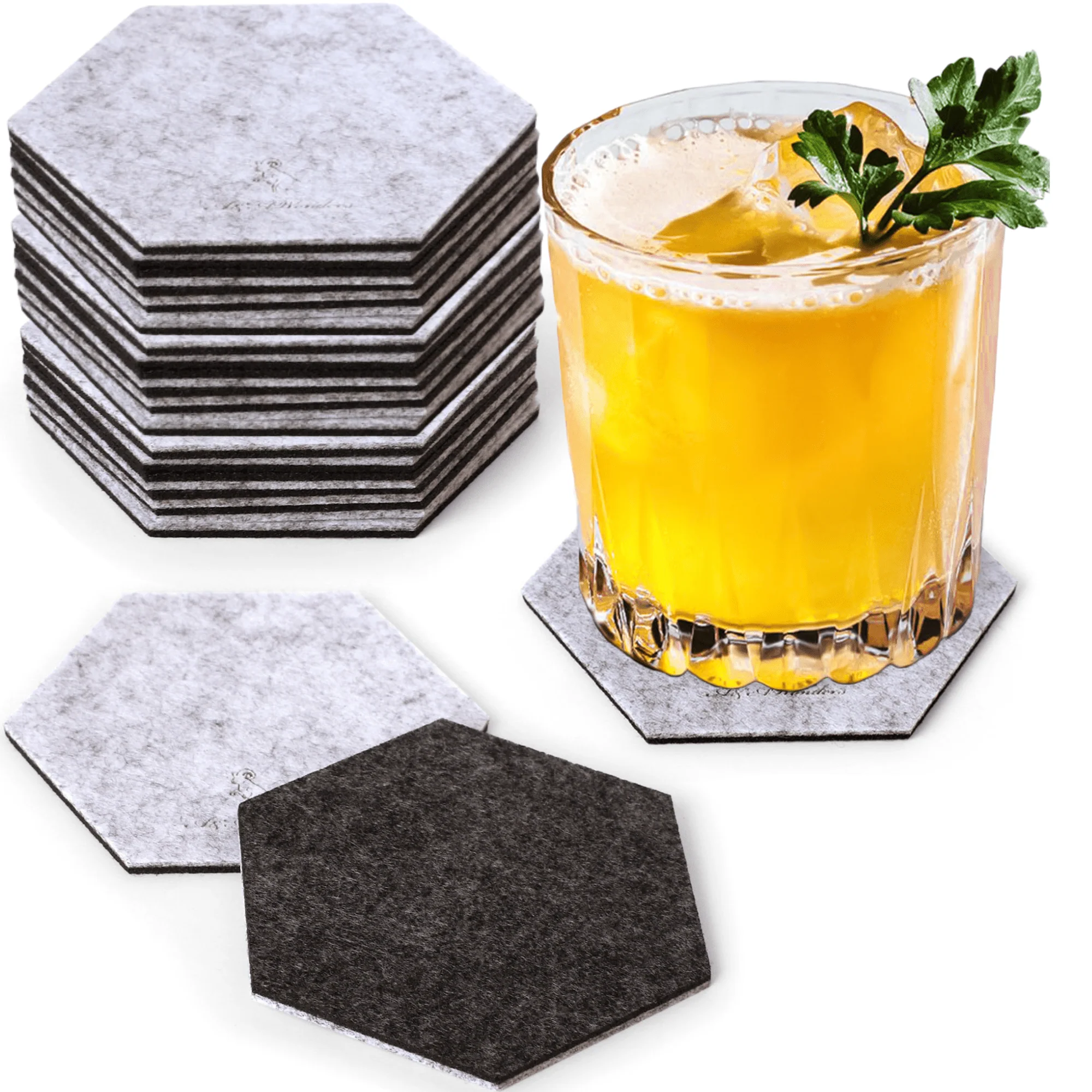 Premium Felt Coasters for Drink Set of 18 Pcs - (hexagon) - Image 8