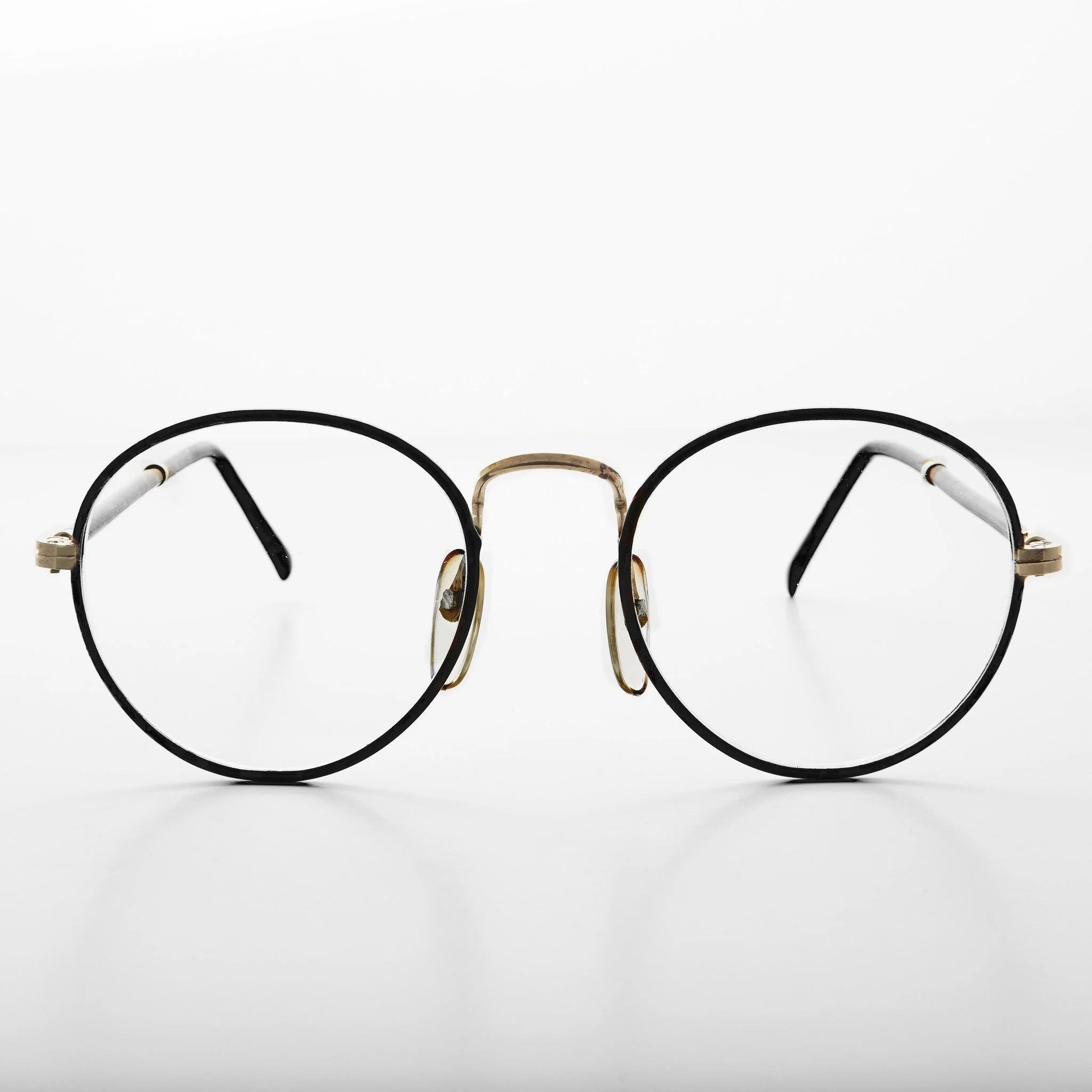 Preppy Round Clear Glass Lens Vintage Glasses - Alex