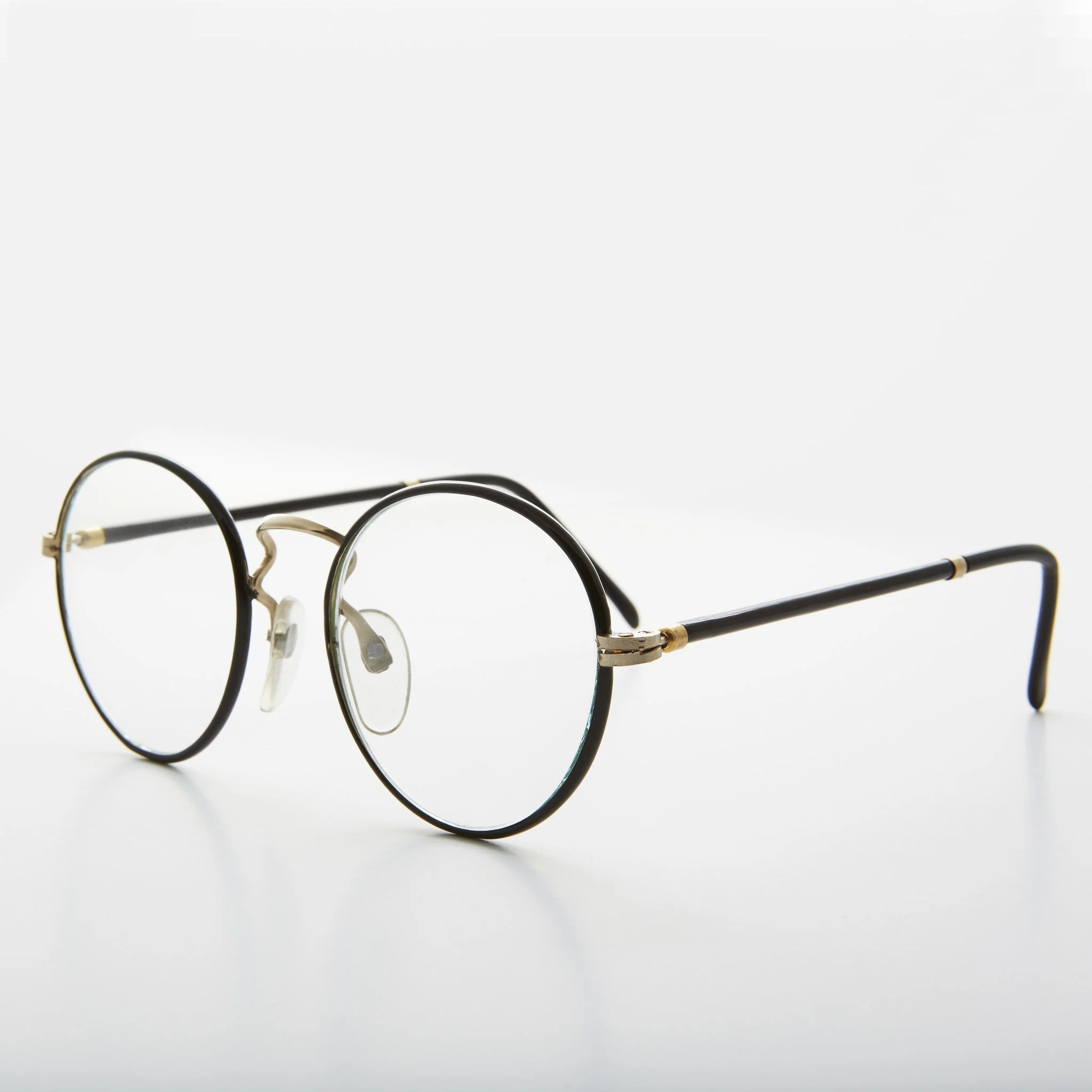 Preppy Round Clear Glass Lens Vintage Glasses - Alex - Image 2