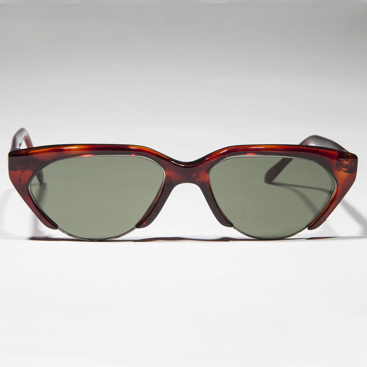 Punk Goth Semi-Rimless Half Frame Polygon Vintage Sunglass - Hazel - Image 3