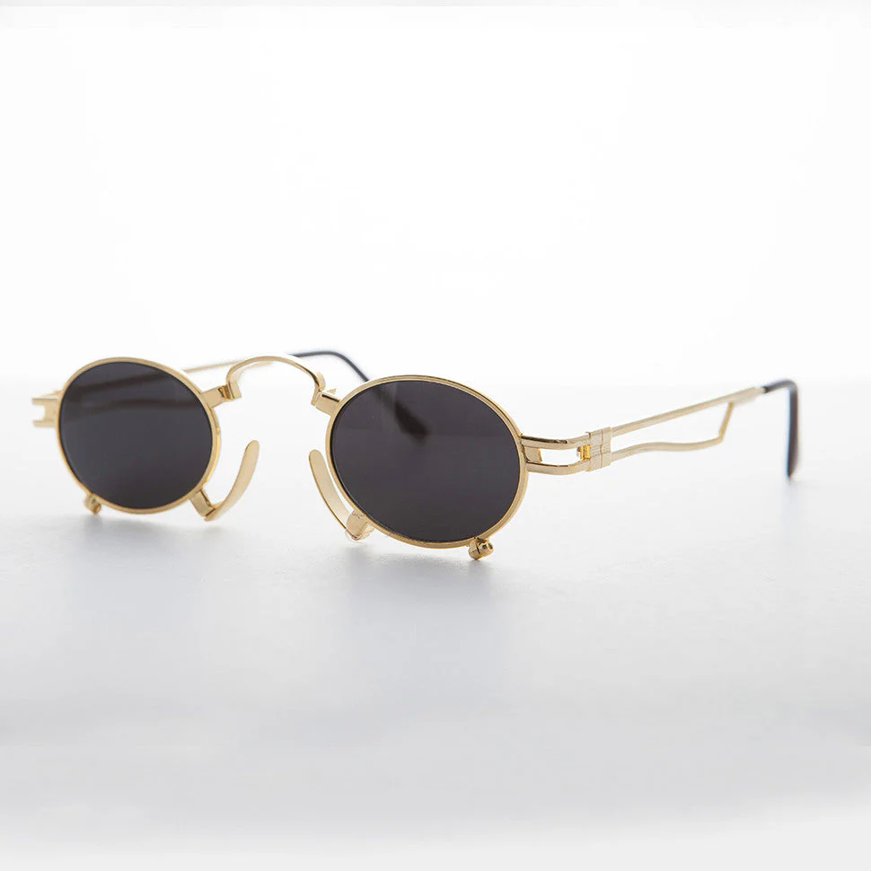 Rare Vintage Steampunk Sunglass with Metal Nose Piece - Jules
