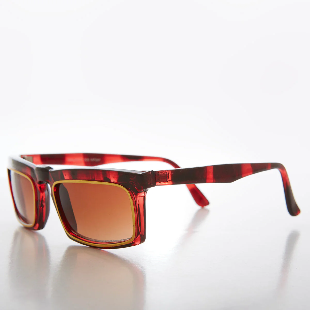 Rectangular 90s Sunglass with Gold Rim - Tandy - Image 2