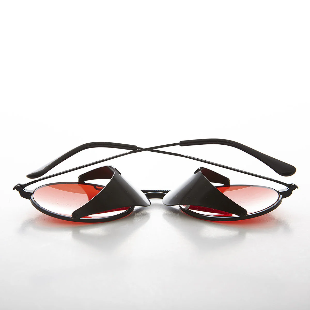 Red Lens Steampunk Sunglass with Folding Side Shields - Bram 7 - Image 3
