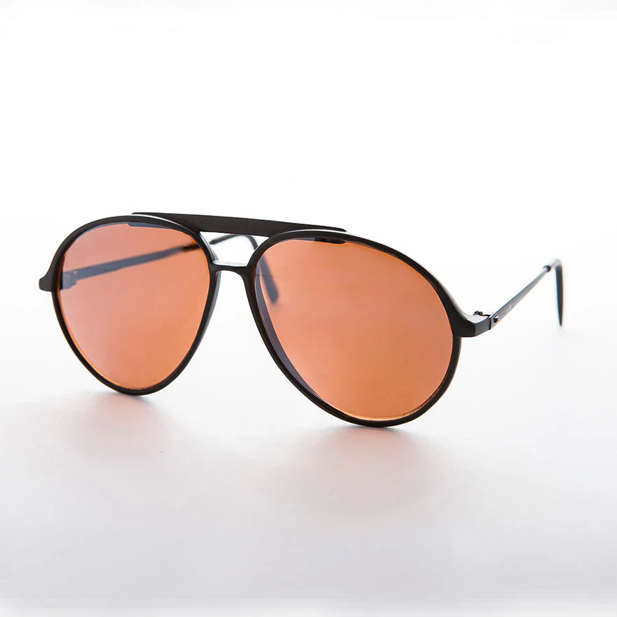 Retro Aviator Vintage Sunglass with Amber Lens - Vickers - Image 2