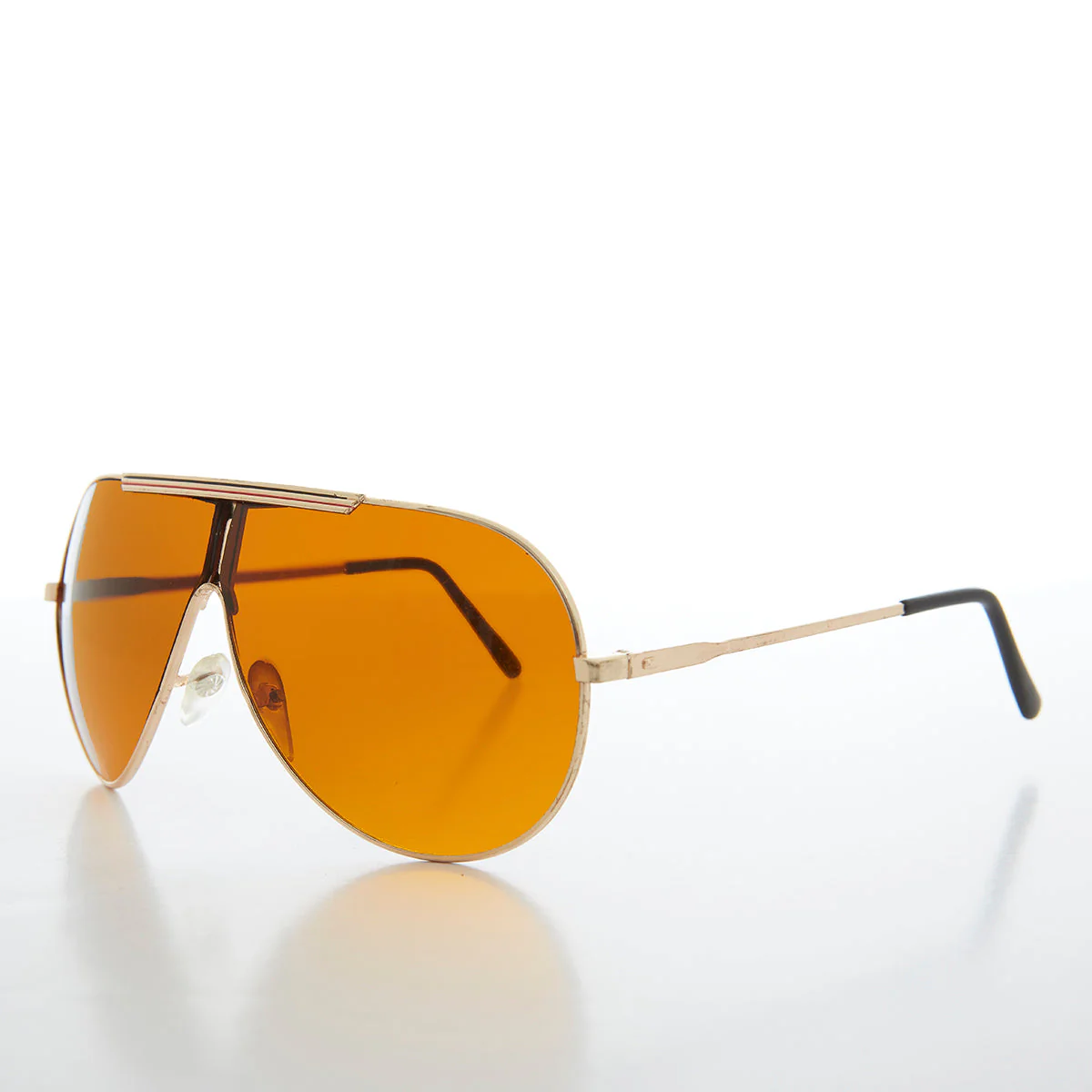 Retro Pilot Sunglasses with Amber Lens - Zaki - Image 2