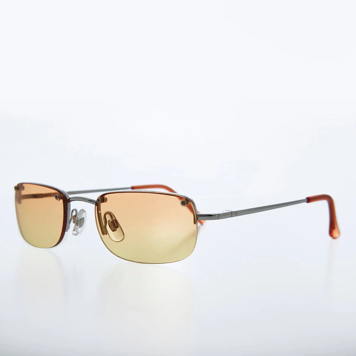 Rimless 90s Rectangle Sunglass with Two Color Lens - Rumi