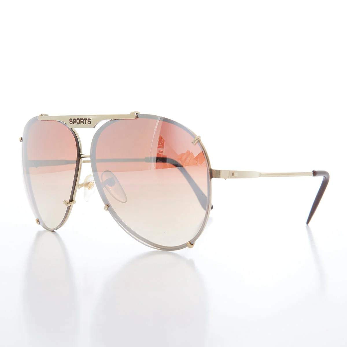 Rimless Aviator Vintage Sunglass with Mirror Lens - Flashy - Image 2