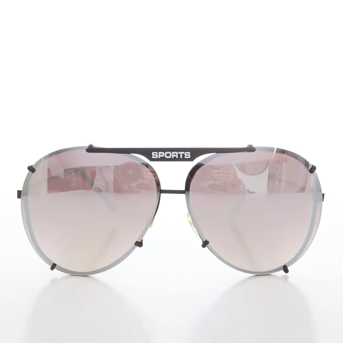 Rimless Aviator Vintage Sunglass with Mirror Lens - Flashy - Image 3