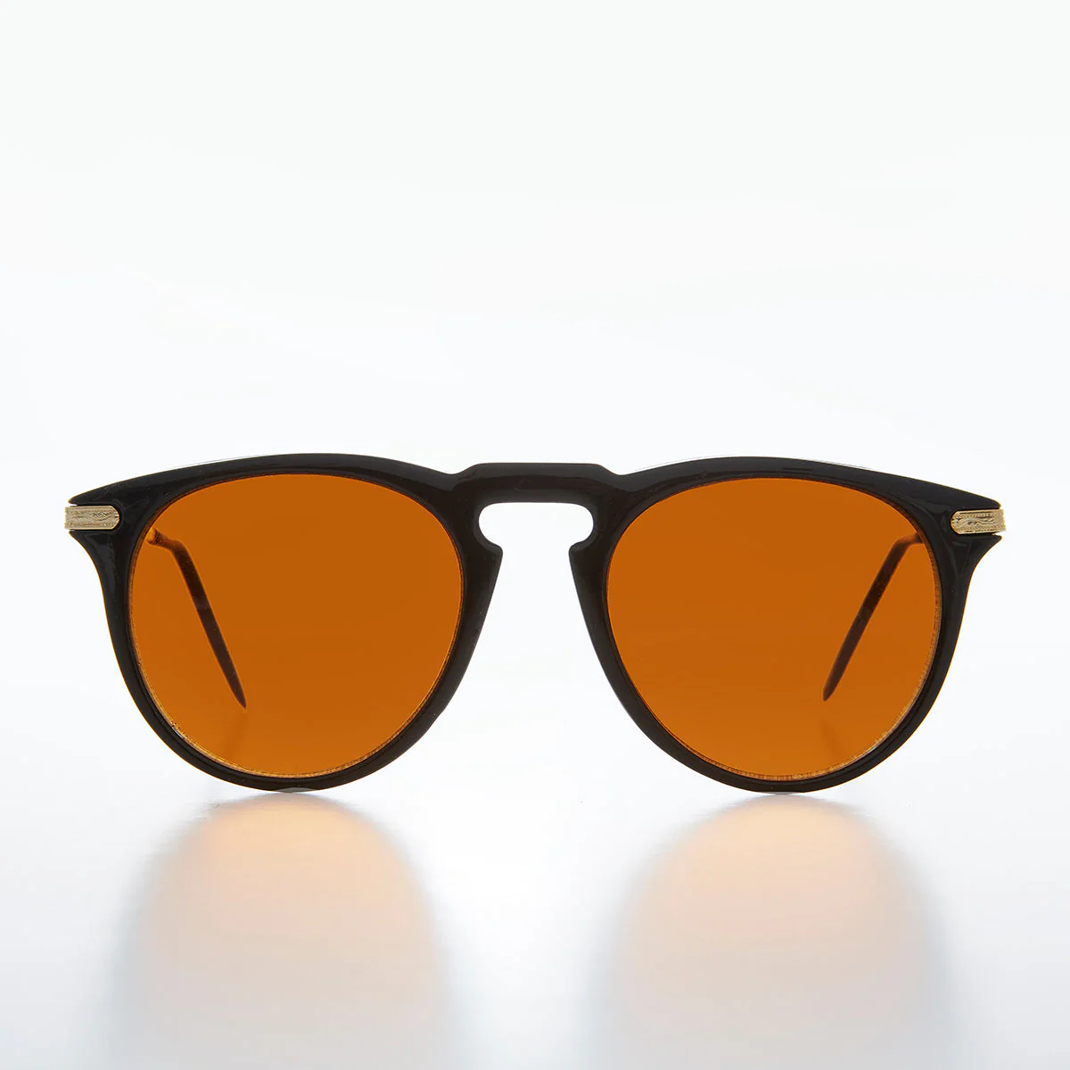 Round Amber Tinted Vintage Sunglass - West - Image 3