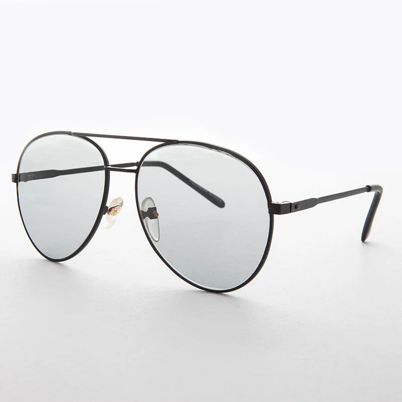 Round Aviator Sunglass with Transition Corning Glass Lens - Bermuda - Image 5