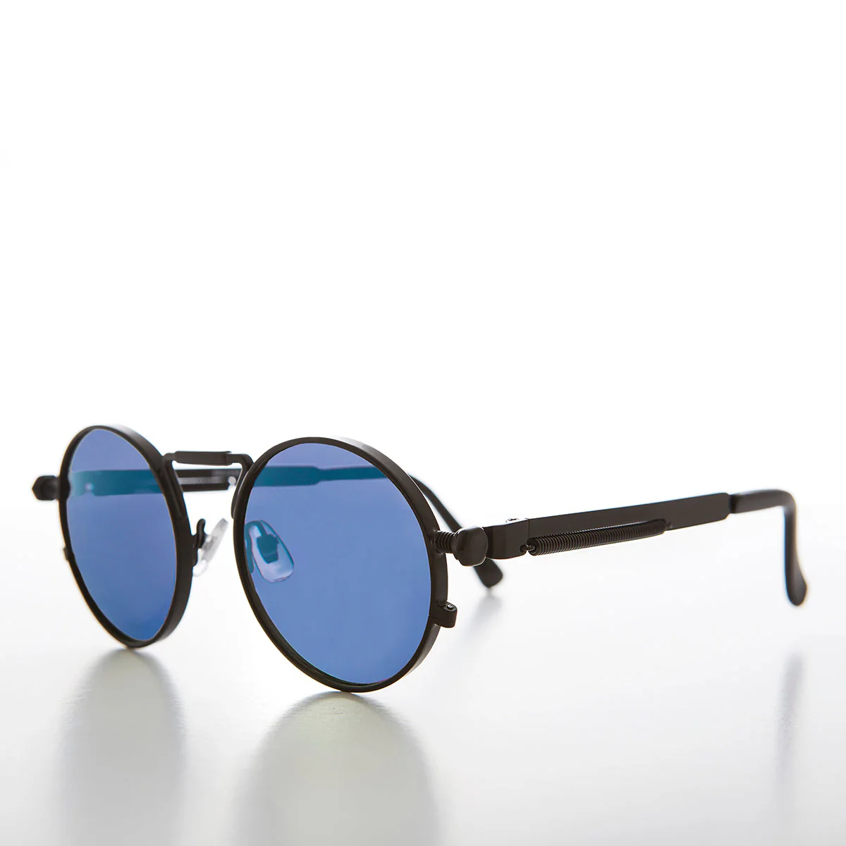 Round Black Goth Steampunk Sunglass with Color Lenses - Ivan 6 - Image 2