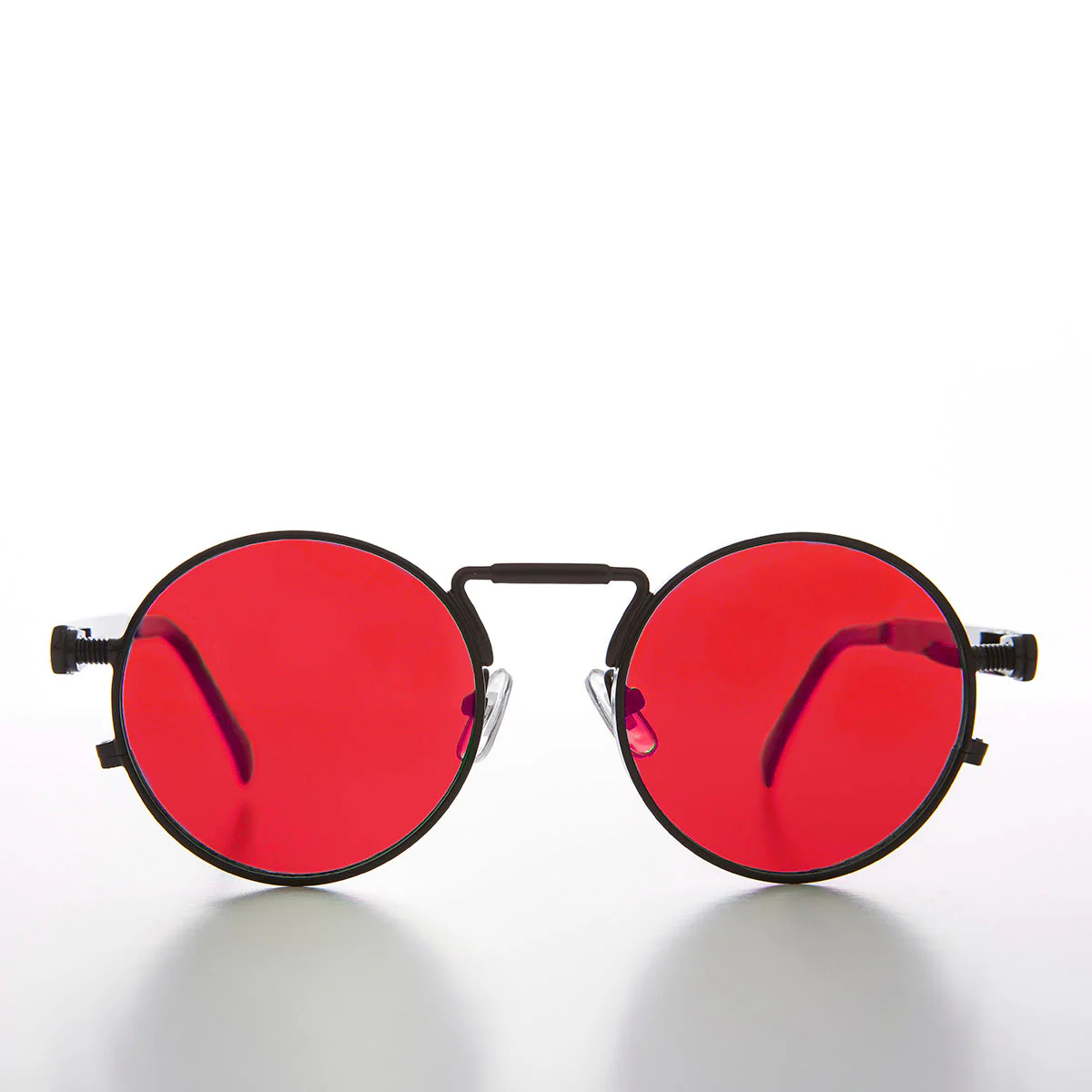 Round Black Metal Goth Steampunk Sunglass - Ivan 2 - Image 3