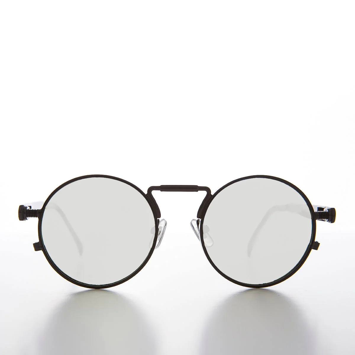 Round Black Metal Goth Steampunk Sunglass - Ivan 2 - Image 5