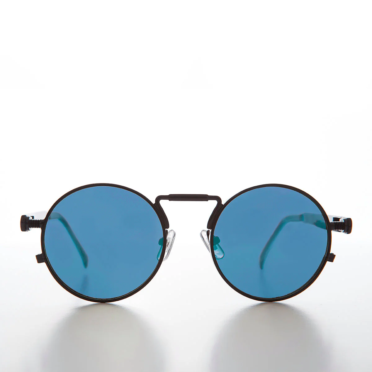 Round Black Metal Goth Steampunk Sunglass - Ivan 2 - Image 7