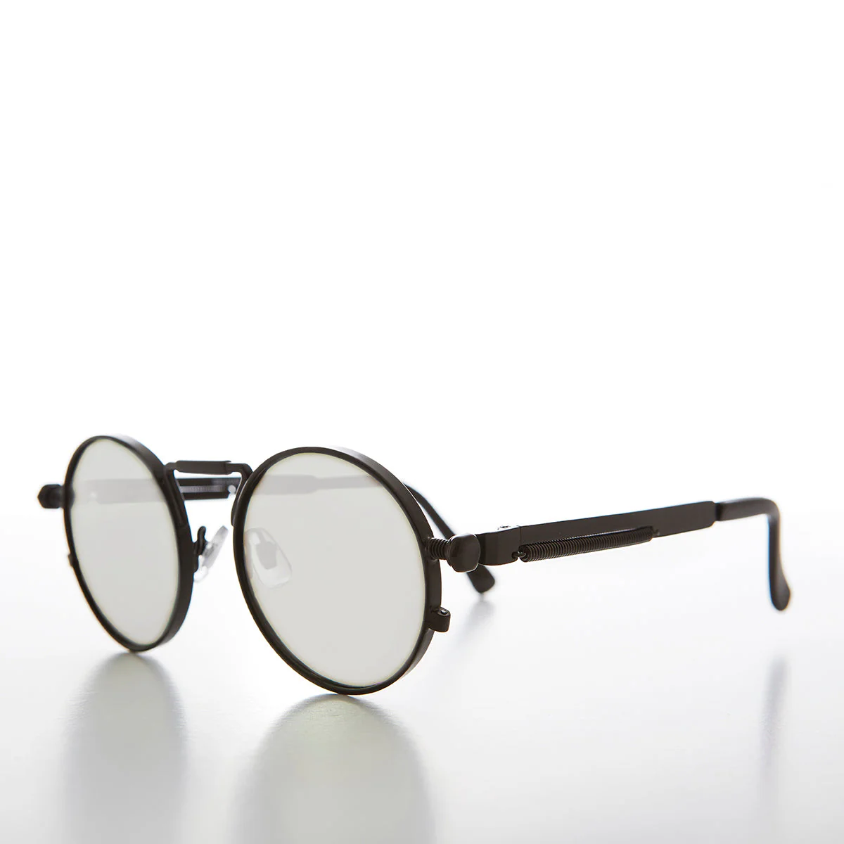 Round Black Metal Goth Steampunk Sunglass - Ivan 2 - Image 8