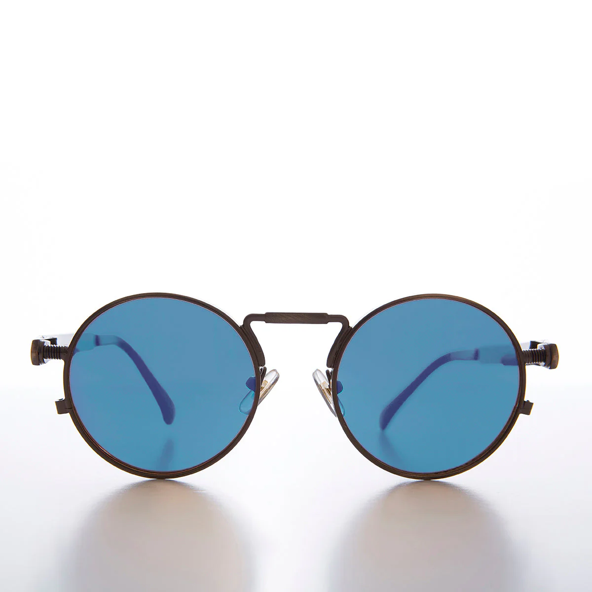 Round Bronze Metal Goth Steampunk Sunglass - Ivan 3