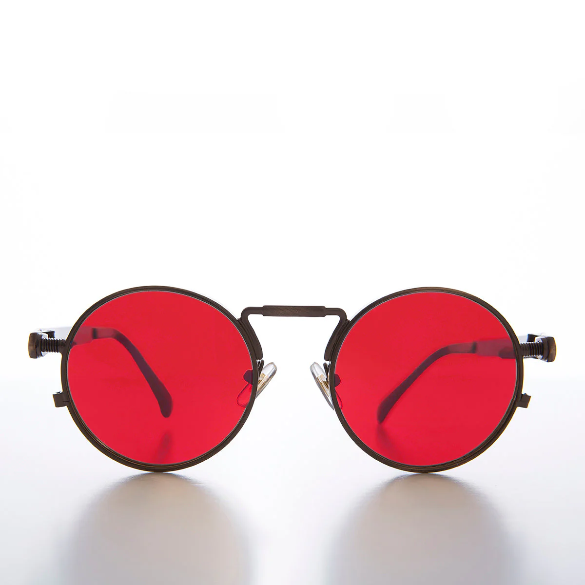 Round Bronze Metal Goth Steampunk Sunglass - Ivan 3 - Image 3