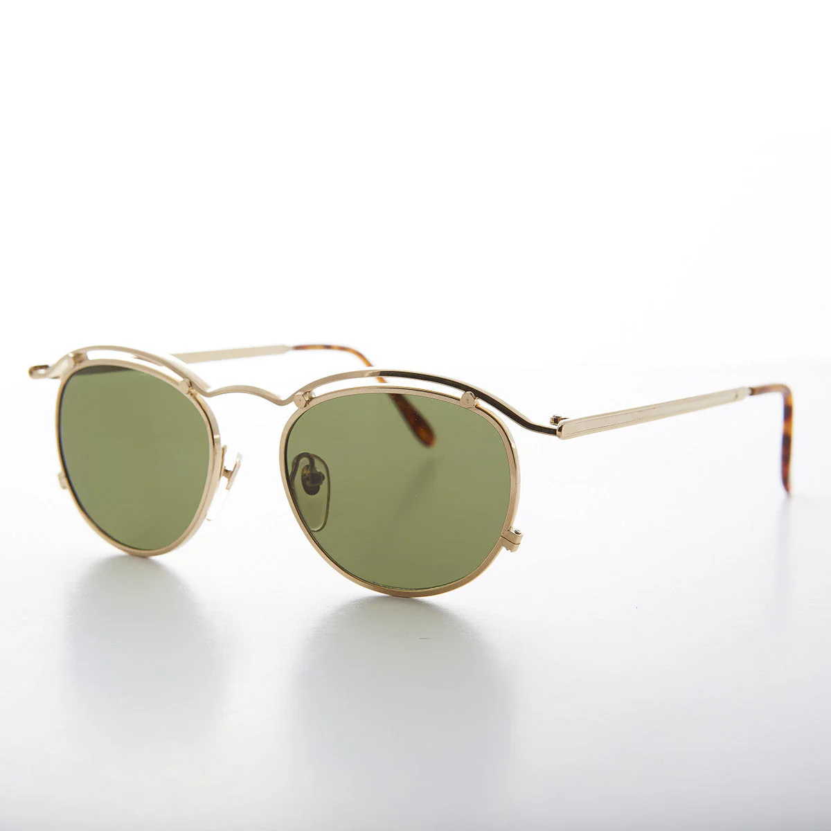 Round Gold Industrial Vintage 90s Sunglasses - Axl - Image 2
