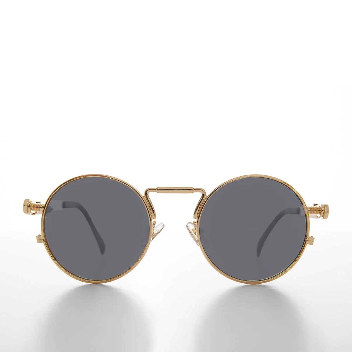 Round Gold Metal Goth Steampunk Sunglass - Ivan 4 - Image 4