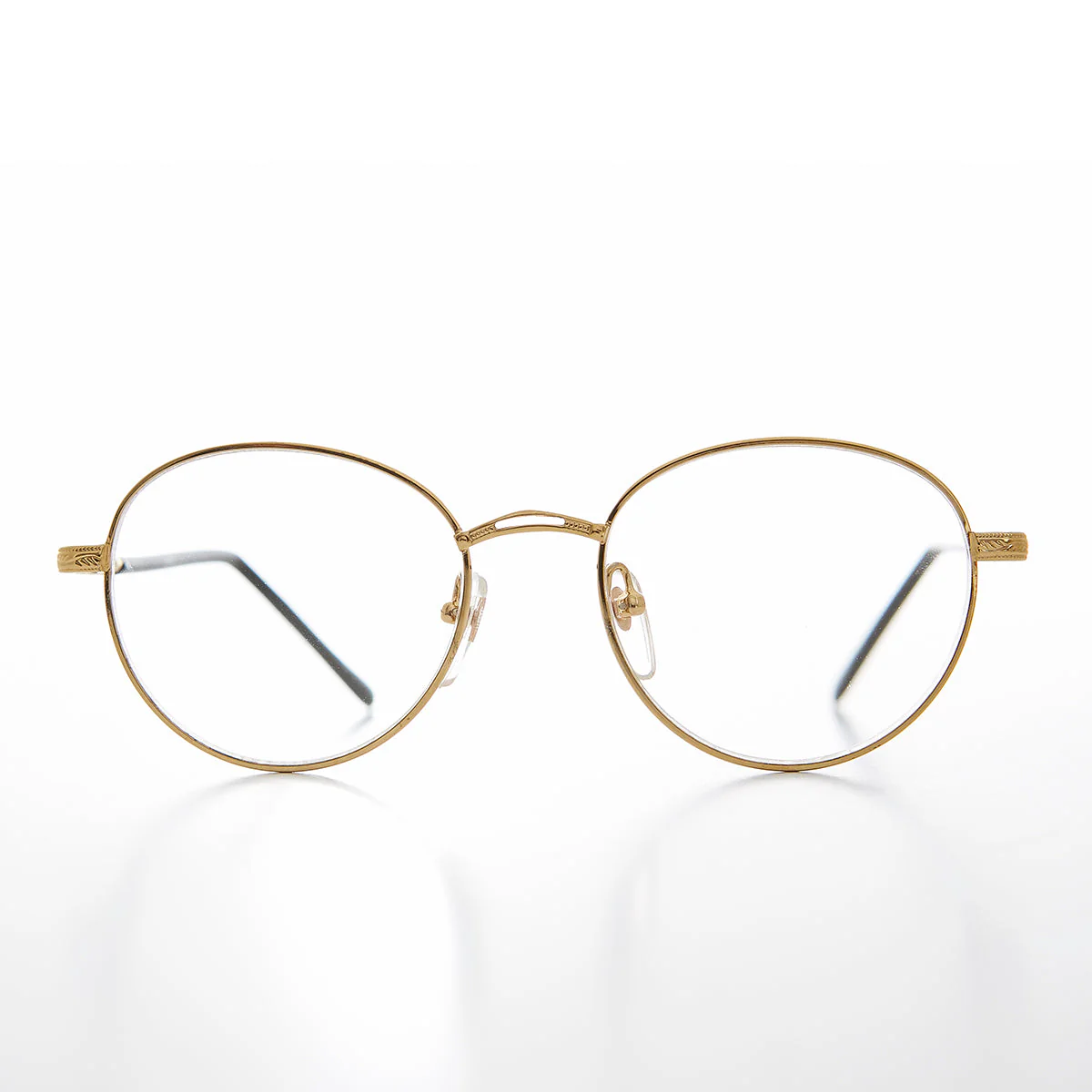 Round Gold Reading Glasses with Tube Temples - Shiloh