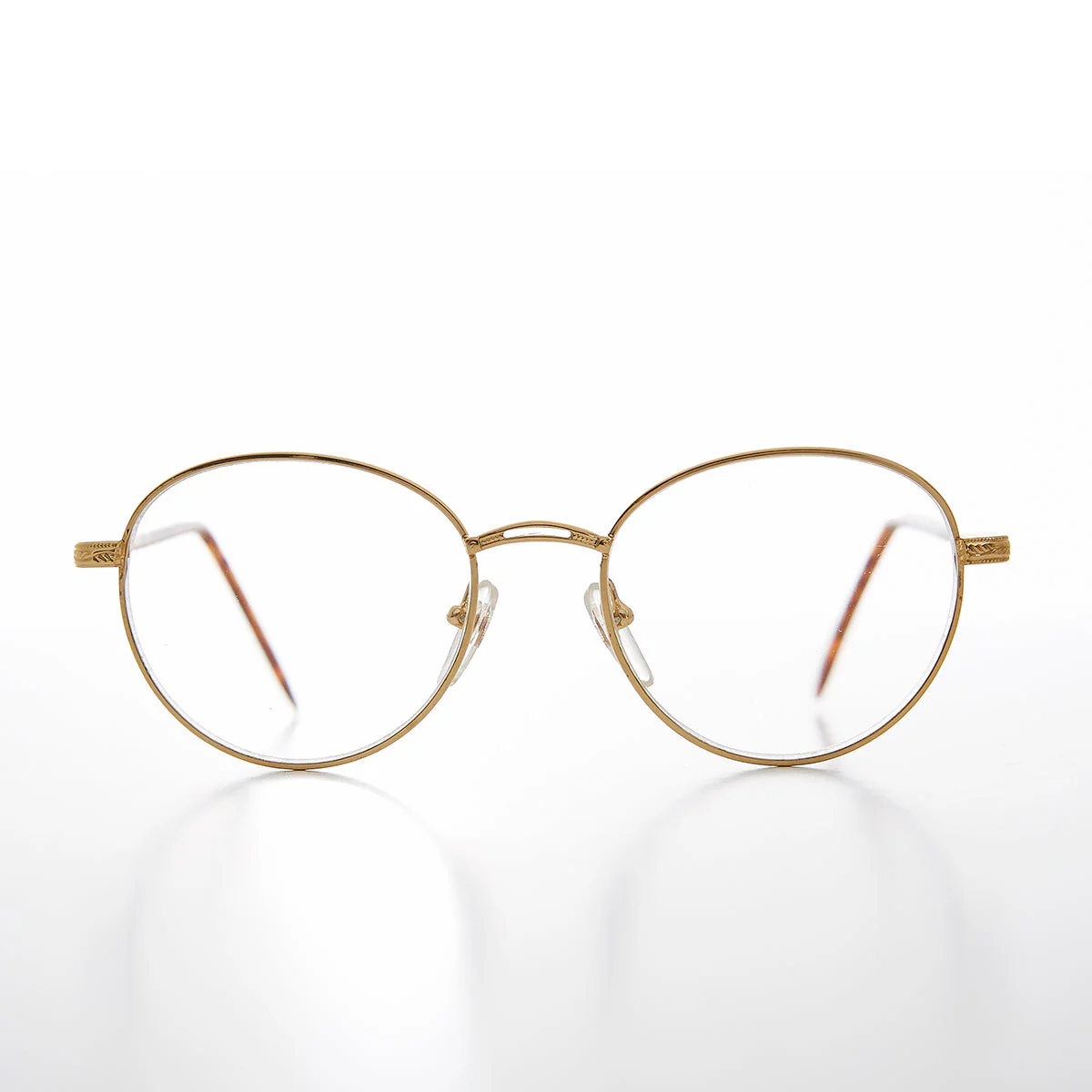 Round Gold Reading Glasses with Tube Temples - Shiloh - Image 3