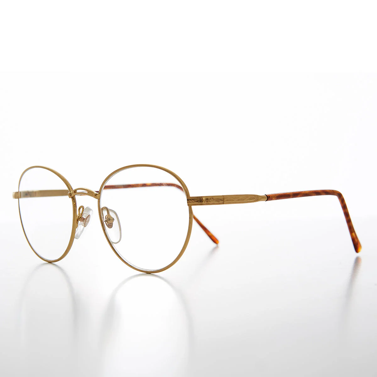 Round Gold Reading Glasses with Tube Temples - Shiloh - Image 4