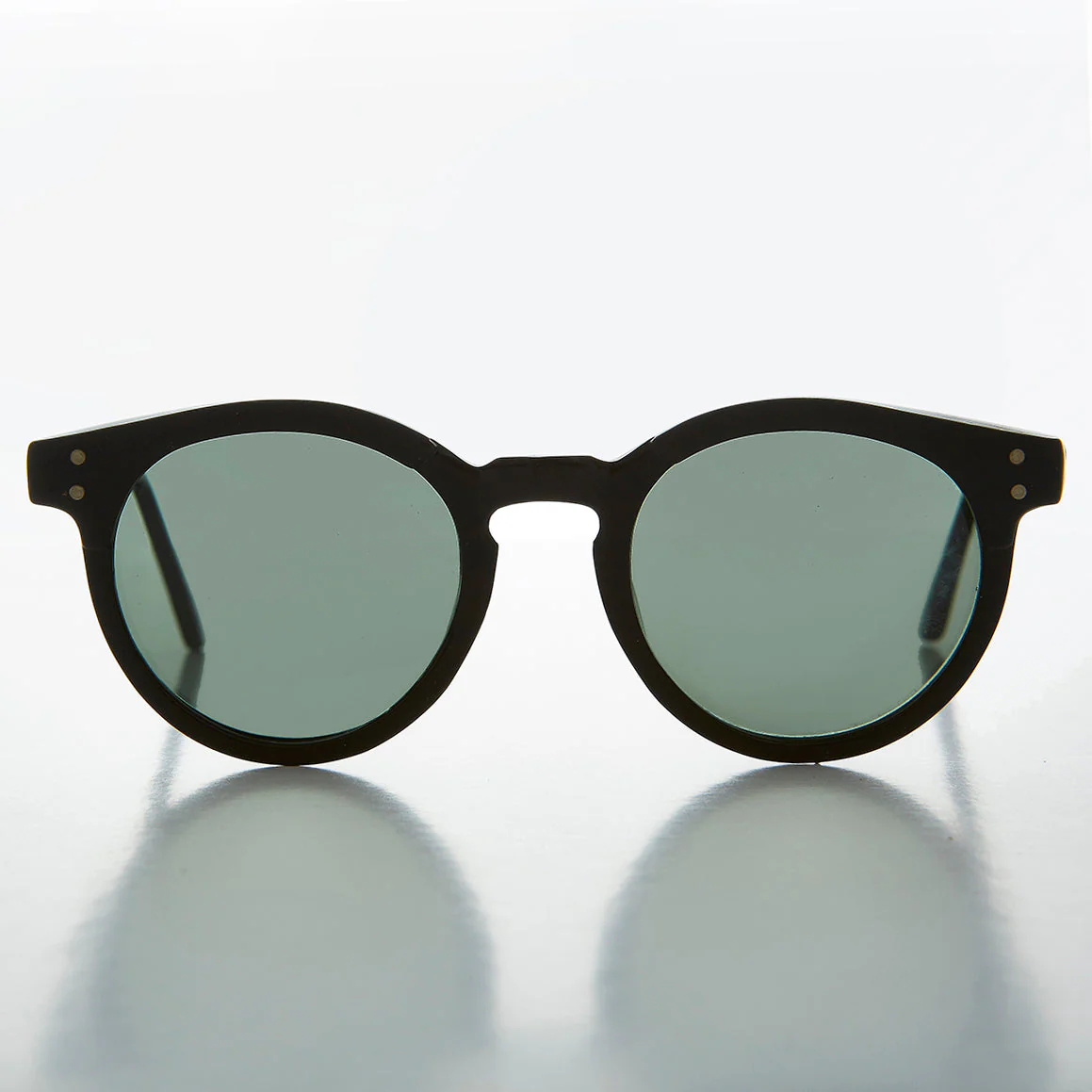 Round Horn Rim Classic Pantos Vintage Sunglass with Glass Lens - Brad