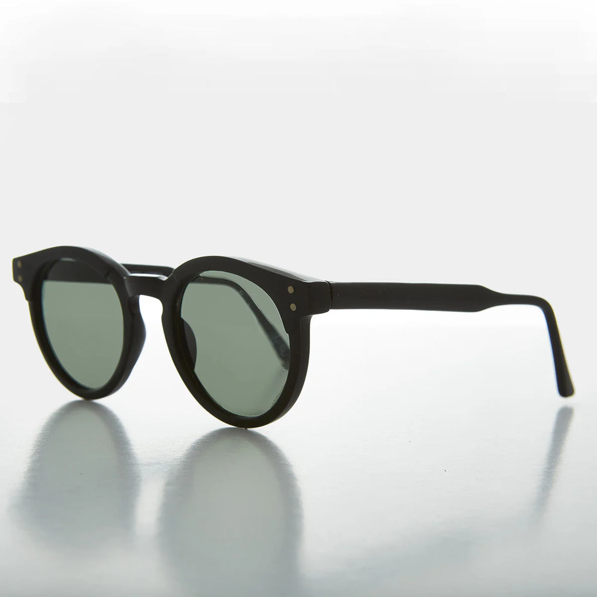 Round Horn Rim Classic Pantos Vintage Sunglass with Glass Lens - Brad - Image 2