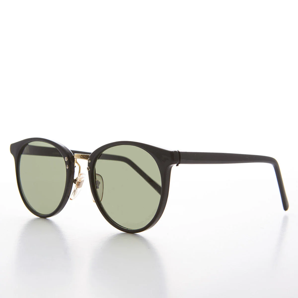 Round Horn Rim P3 Style Vintage Sunglass with Metal Bridge - Clyde - Image 2