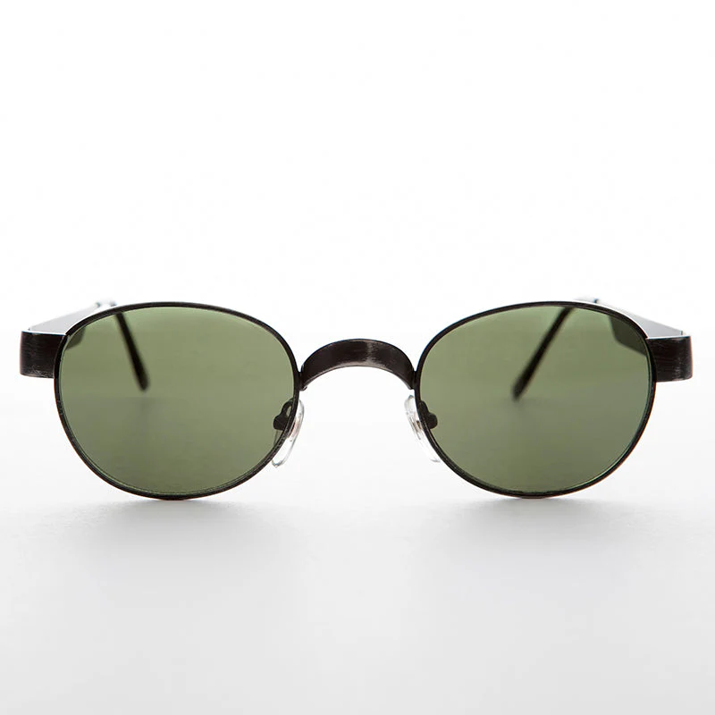 Round Metal Industrial Sunglass with Wide Curve Temples - Ollie - Image 3
