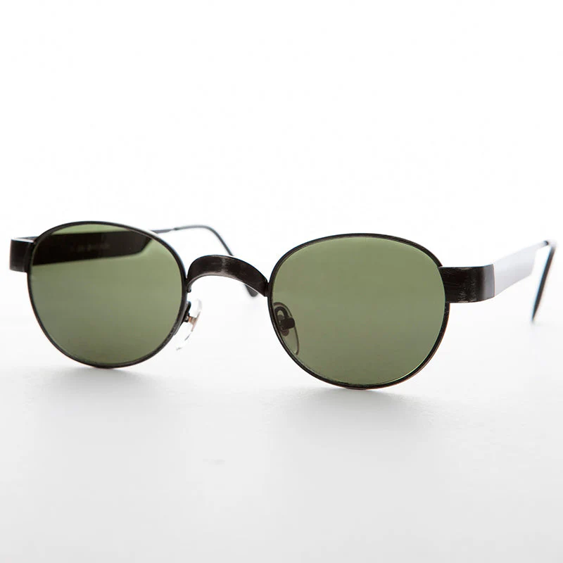 Round Metal Industrial Sunglass with Wide Curve Temples - Ollie - Image 4