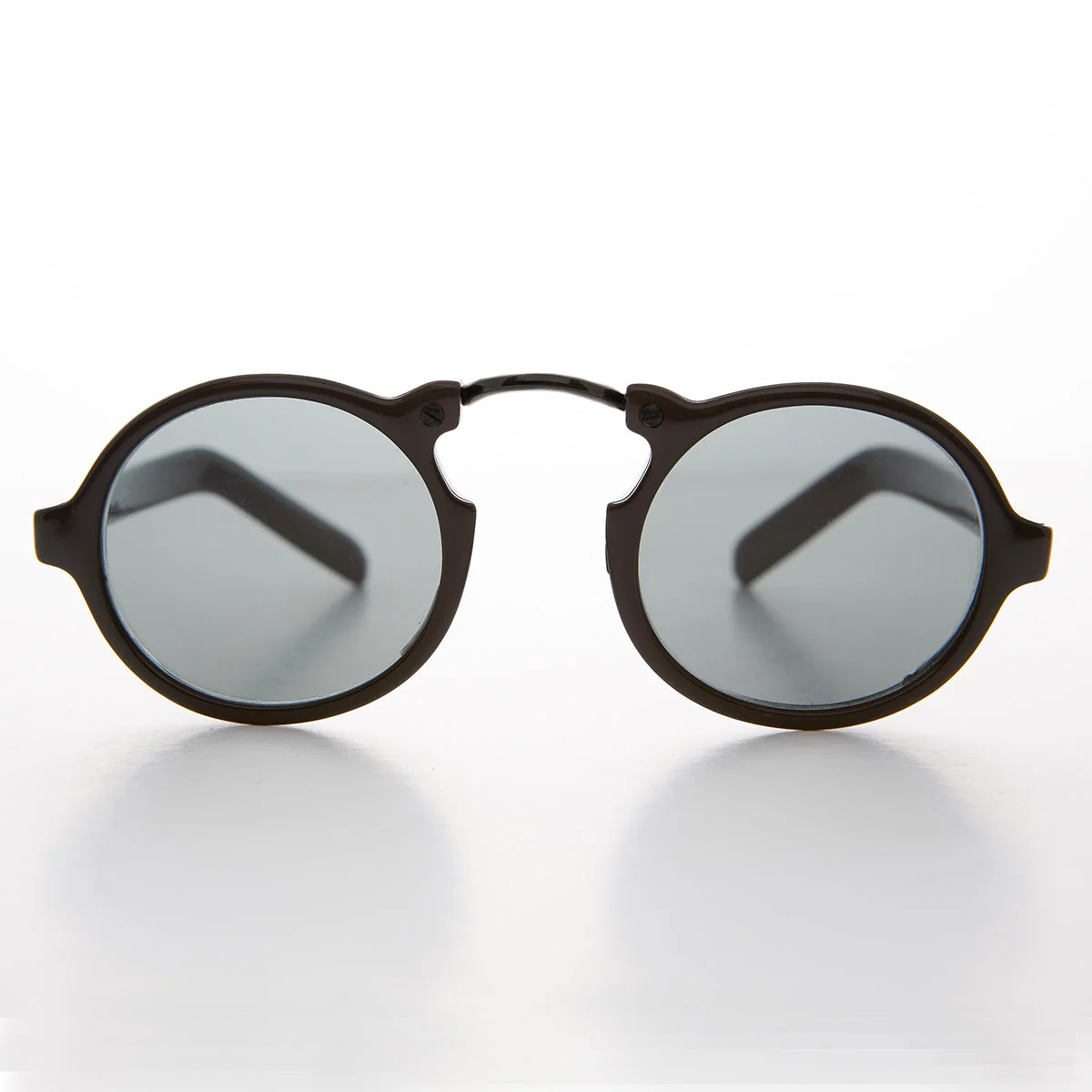 Round Motorbike Vintage Sunglass with Arched Bridge - Grant
