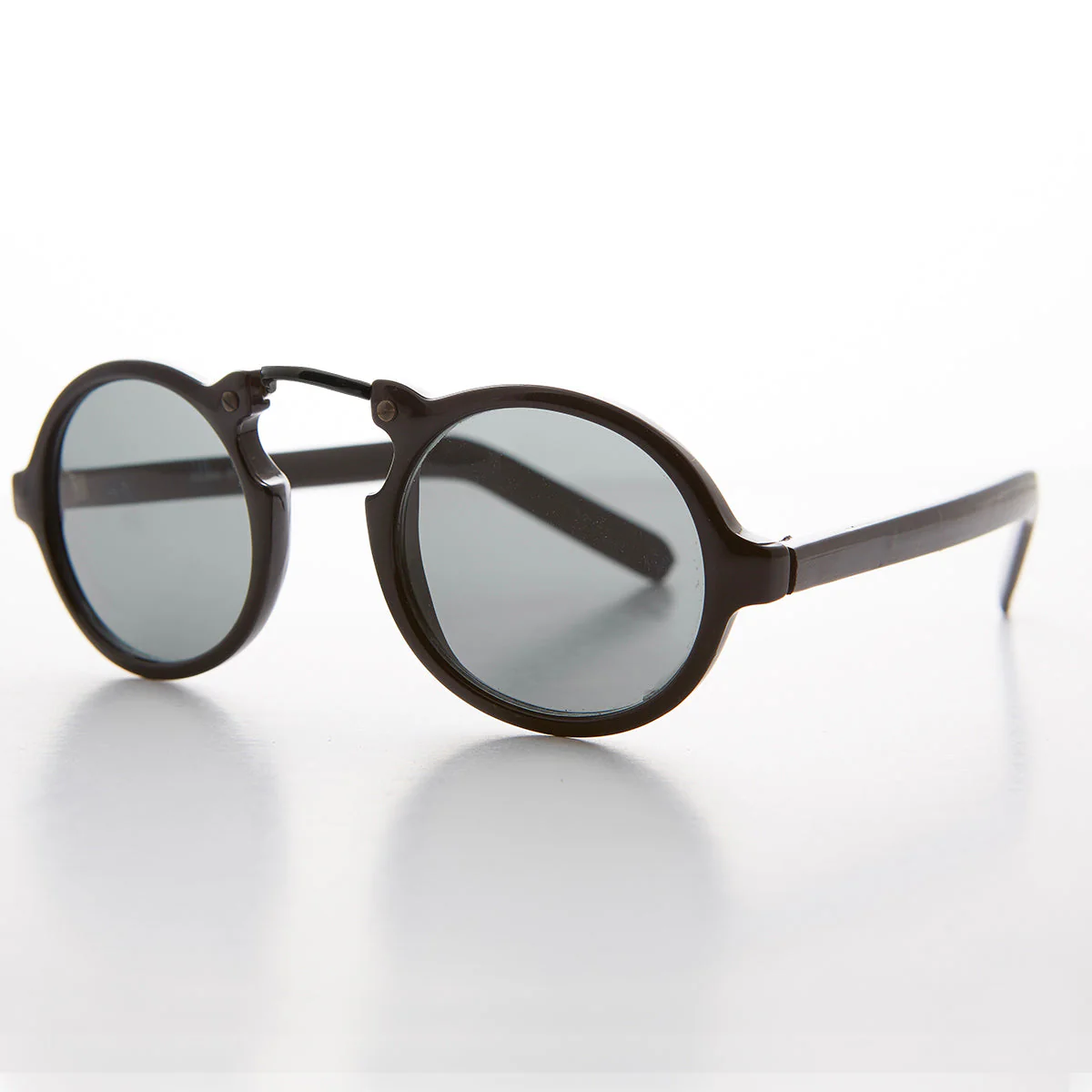 Round Motorbike Vintage Sunglass with Arched Bridge - Grant - Image 2