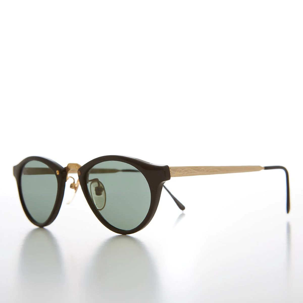 Round Retro Vintage Sunglass with Metal Details - Dawson - Image 2