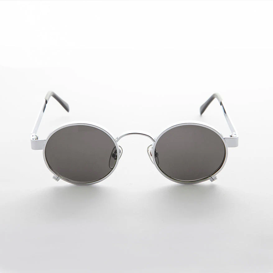 Round Steampunk Vintage Thick Rim Sunglass Goggle - Rankin 1 - Image 2
