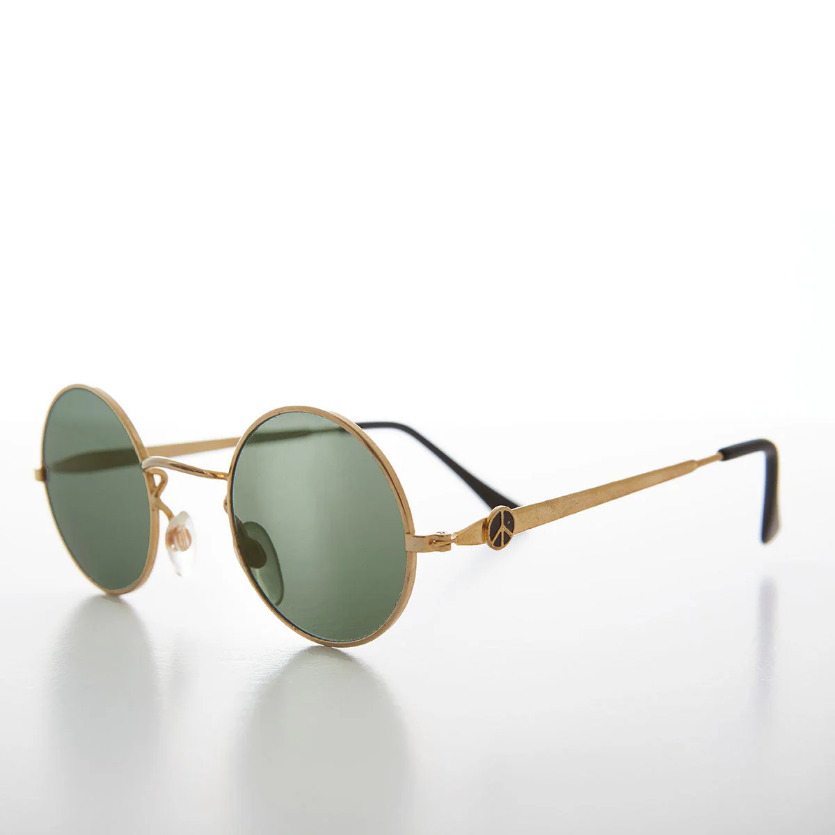 Round Sunglass with Peace Sign and Glass Lens - Arrow - Image 3
