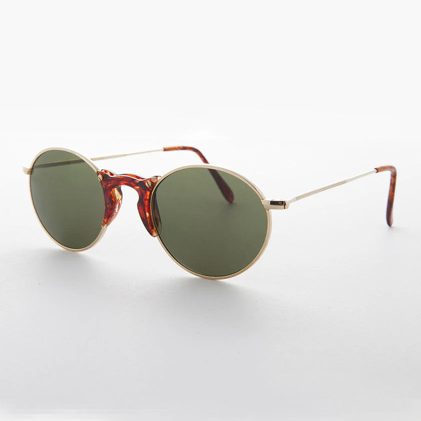 Round Unique Keyhole Bridge Vintage Sunglass - Ziggy - Image 4