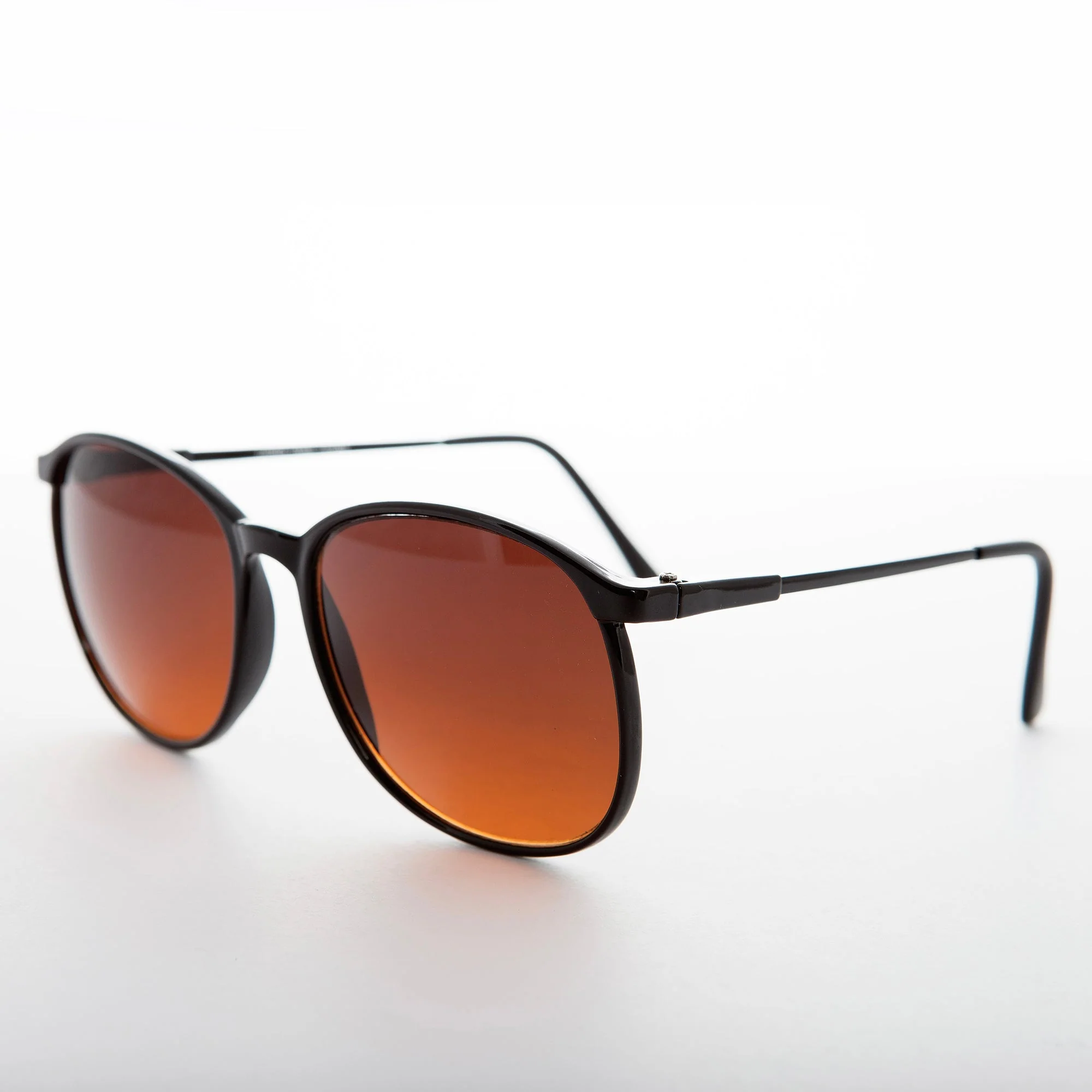 Round Vintage Sunglasses with Orange Lens - Keaton - Image 2