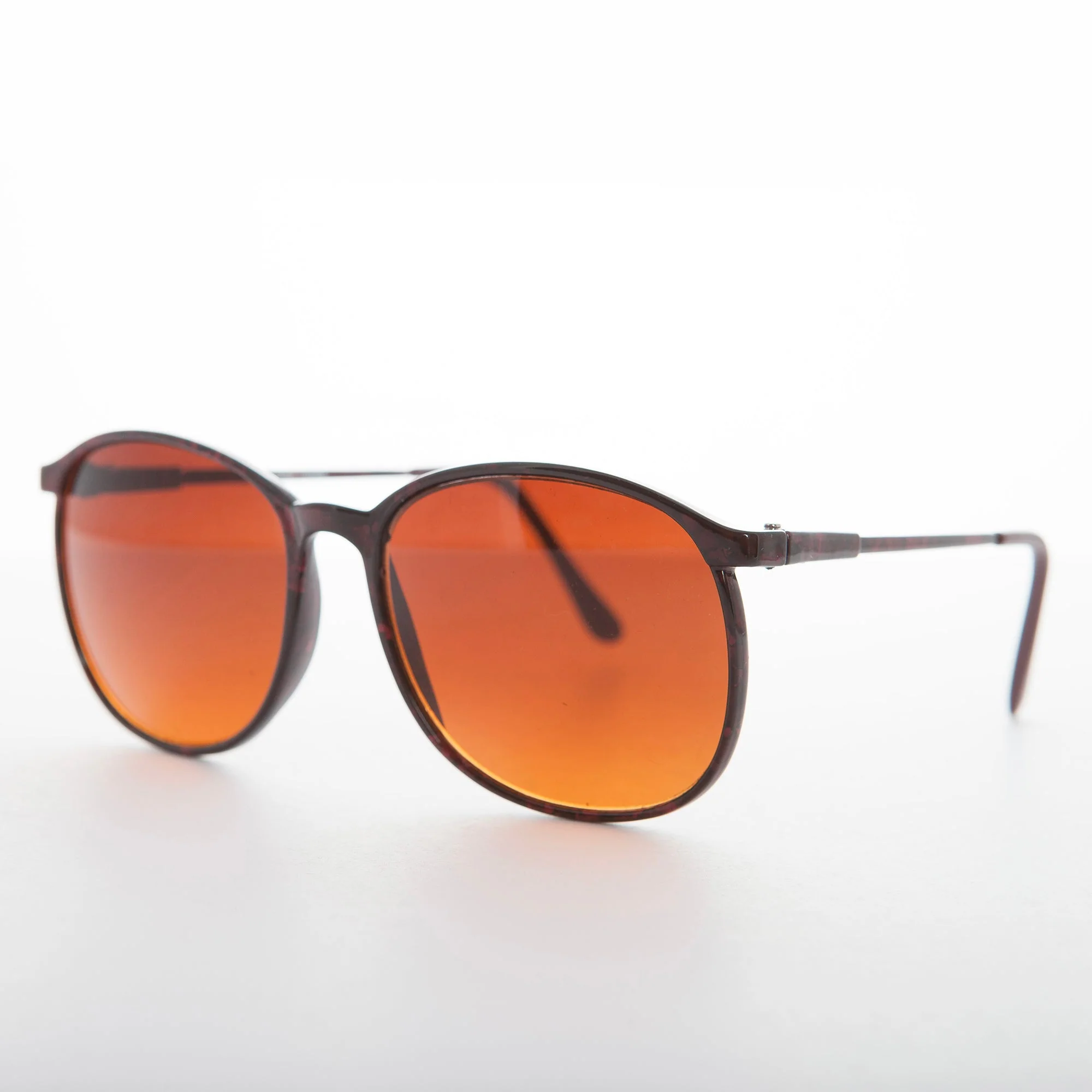 Round Vintage Sunglasses with Orange Lens - Keaton - Image 3