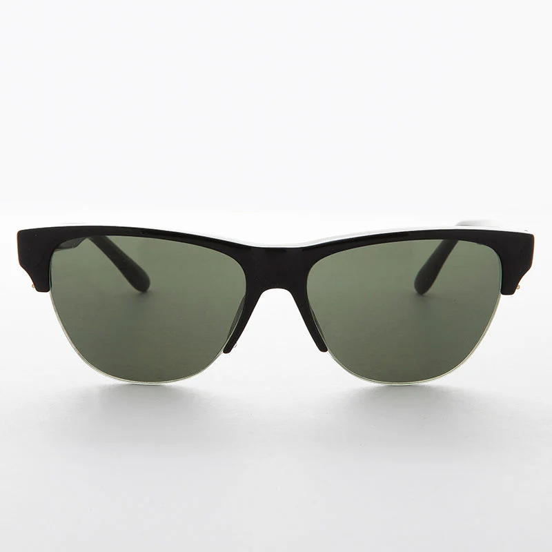 Semi-Rimless Mono Browline Vintage Sunglass - Garett