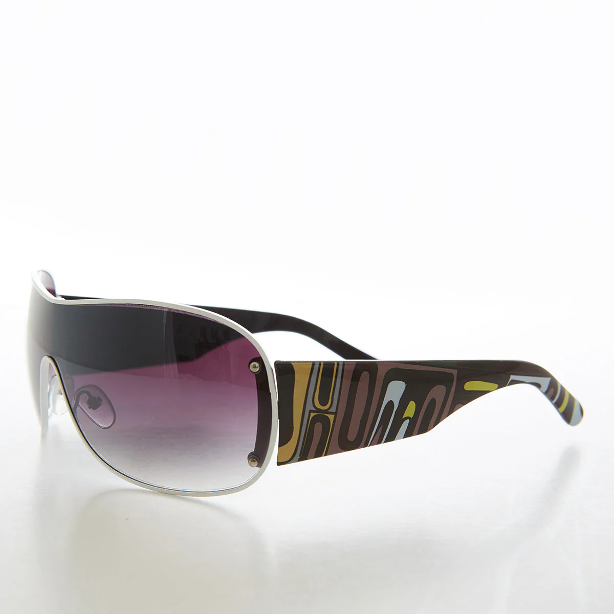 Shield Sunglasses with Mod Pattern Temples -  Trek - Image 2