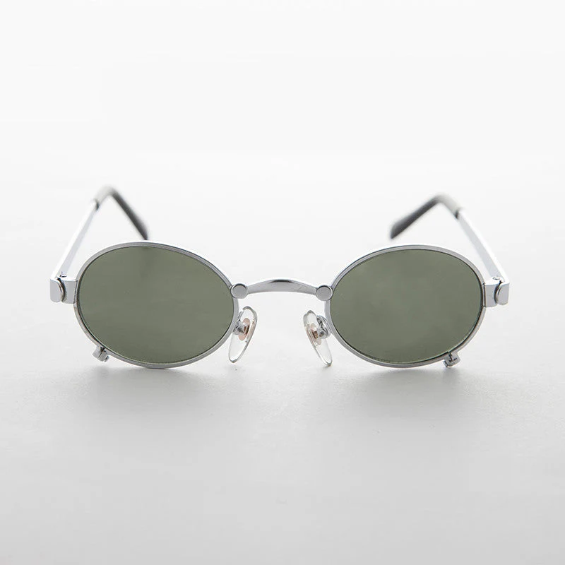 Small 90s Oval Steampunk Spectacle Vintage Sunglass - Edison