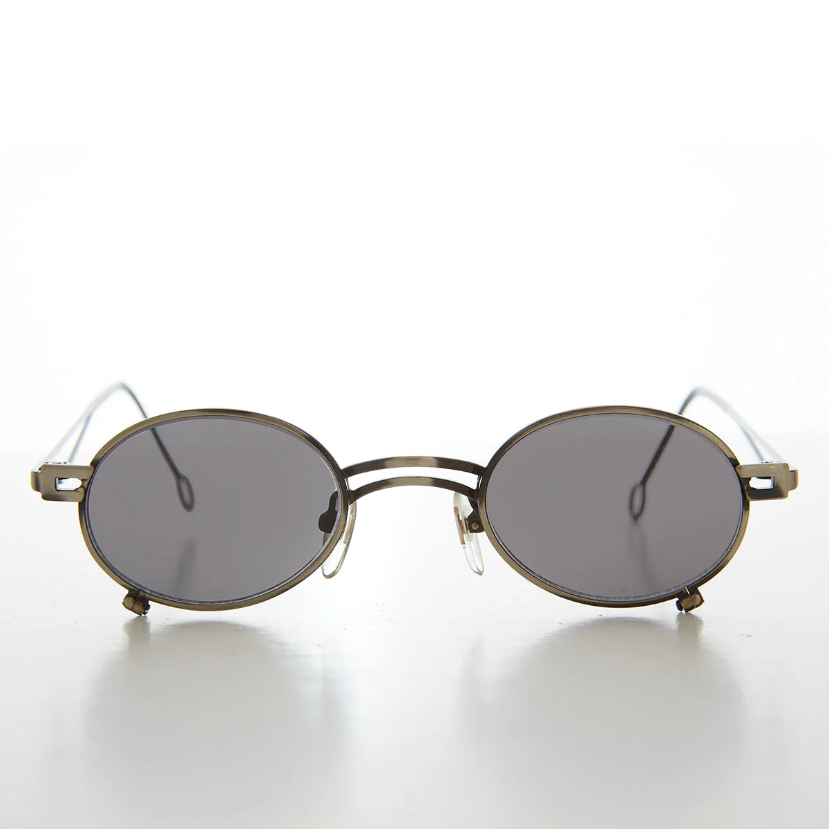 Small Oval 90s Full Metal Steampunk Sunglasses - Azari - Image 2