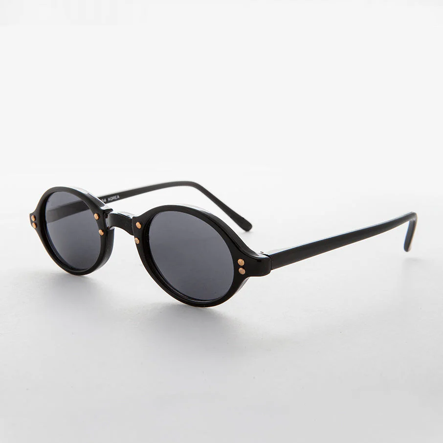 Small Oval Vintage Sunglass with Gold Studs - Harley - Image 2
