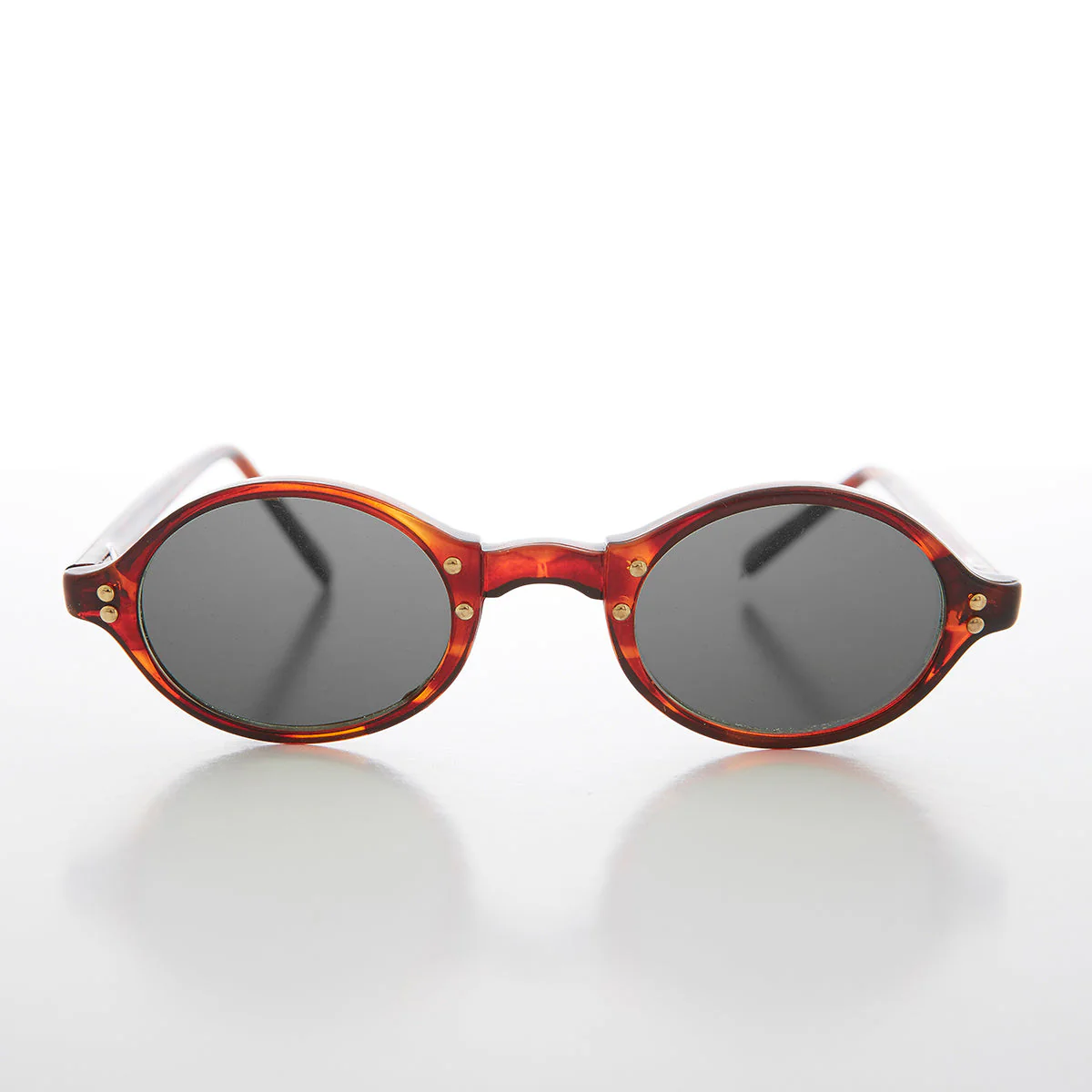 Small Oval Vintage Sunglass with Gold Studs - Harley - Image 3